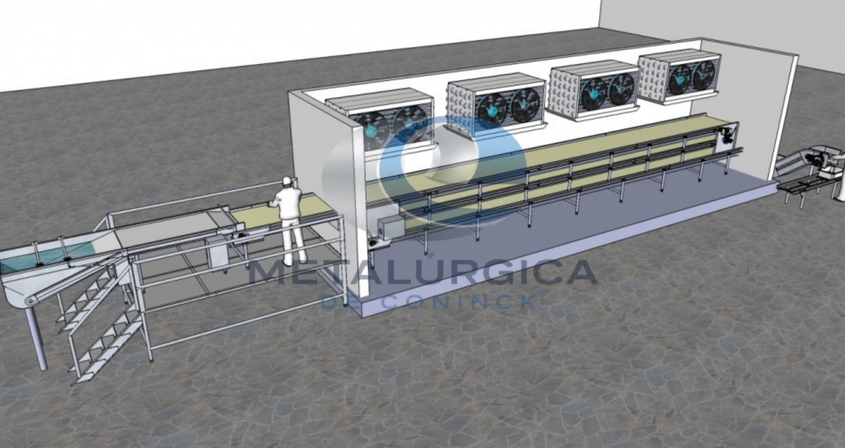 Esteira 3 andares para túnel de congelamento